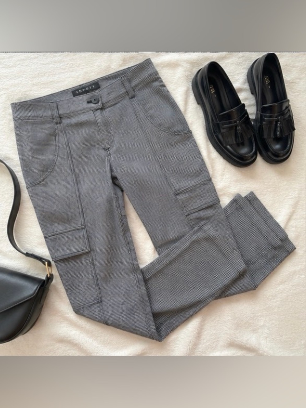 Theory Houndstooth Cargo Utility Pants Size 4